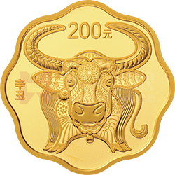 2021中國辛丑（牛）年金銀紀念幣15克梅花形金質(zhì)紀念幣